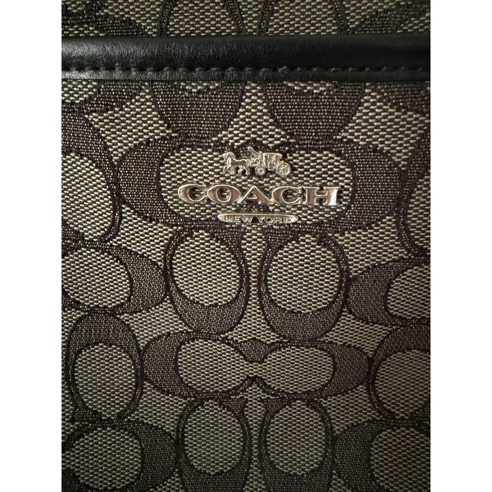 Coach Signature File Crossbody Bag Black Grey Jacquard Canvas F29960 EUC